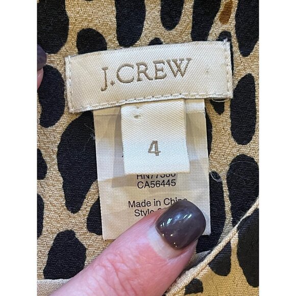 J. Crew Tan And Black Leopard Print Long Sleeve Pocket Front Shift Dress Size 4 - Picture 8 of 10